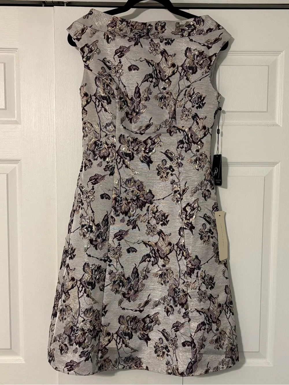 Adrianna Papell Floral Metallic Jacquard Fit & Flare Dress